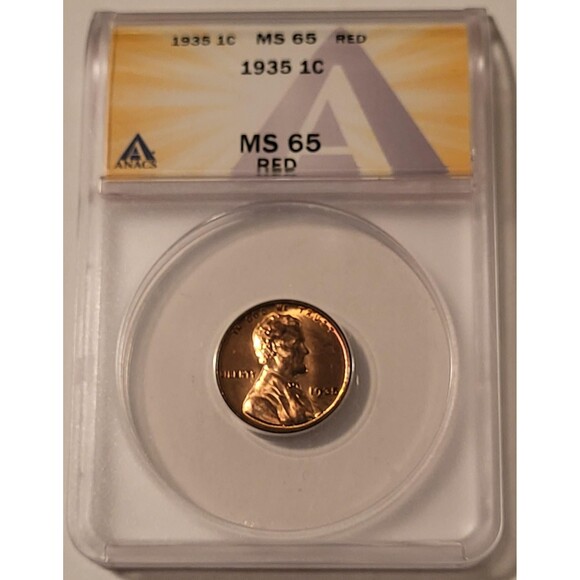 1935 Lincoln Wheat Cent MS65 RED ANACS Light Patina - Picture 1 of 4